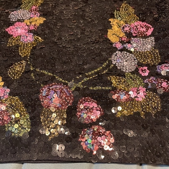 Sequin Floral Top Medium Maximalist Michelle Nicole Black Pink Tank Sparkly - Picture 14 of 15